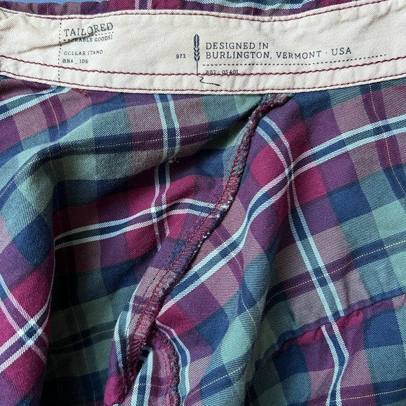 Burton -  Burgundy and Kaki Checkered Long Sleeve Button Down Shirt - Picture 10 of 10